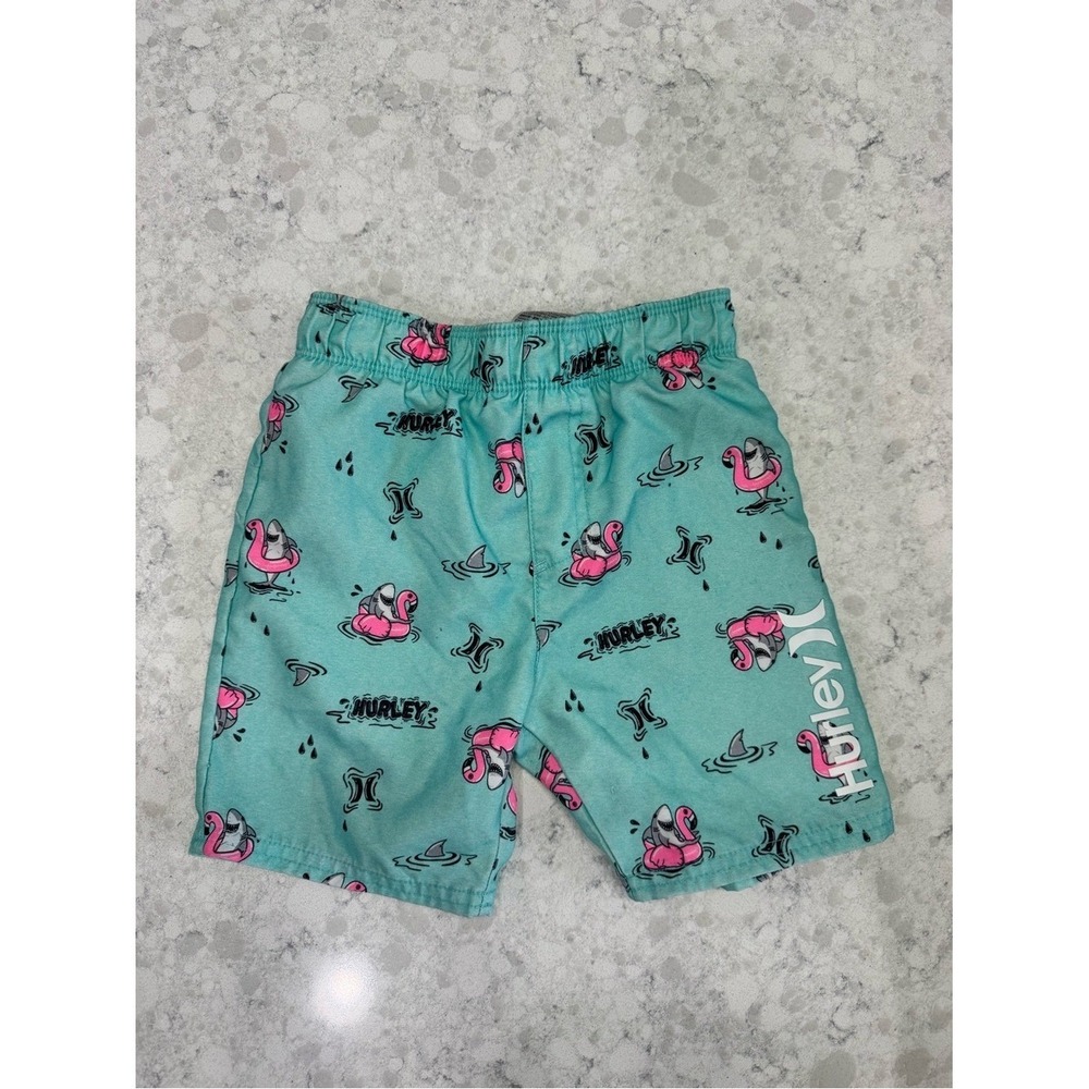 Hurley Kids 4T Teal Flamingo Swim Shorts